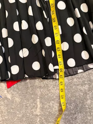 SHEIN Black and White Polka Dot with Red Wrap Dress thumbnail 8