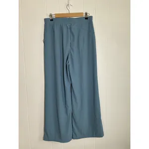 NWT‎ Halara Dusty Blue Wide Leg Pleated High Waisted Pockets Ribbed Trousers L thumbnail 4