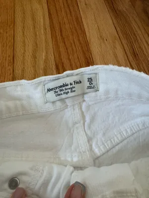 Abercrombie & Fitch White Distressed Boyfriend Jeans thumbnail 3