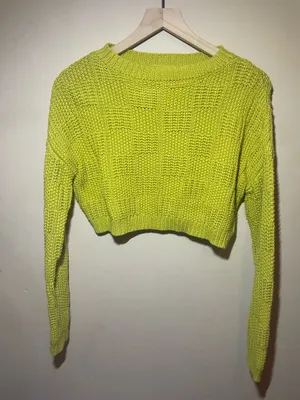 Willow + Root Chartreuse Cropped Sweater Small thumbnail 1