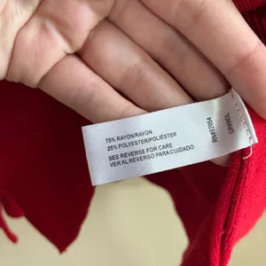 Carolyn Taylor Button Shoulder Mock Neck Sweater Large Red Womens Rayon Blend thumbnail 4