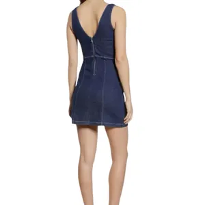 Tiger Mist Blue Denim Square Neck Sleeveless Sheath Mini Dress Size XS thumbnail 2