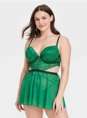 AUDEN XL intimate sleepwear lingerie green underwire padded adjustable straps thumbnail 1
