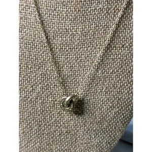 Coach Gold-Tone Interlocking Open Circle Pavé Crystal Pendant Necklace thumbnail 2