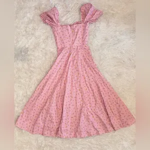 NWOT House of CB Pink Floral Tallulah Puff sleeves midi dress sz XS thumbnail 6