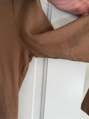 Madewell‎ Ribbed Long Sleeve Crew Neck Bodysuit Brown Large thumbnail 4