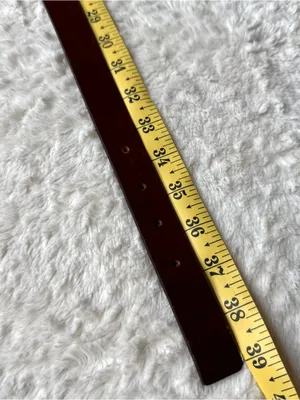 Calvin Klein Leather CK Logo Belt Women's 36 L Italian Saddle Leather Brown USA thumbnail 11