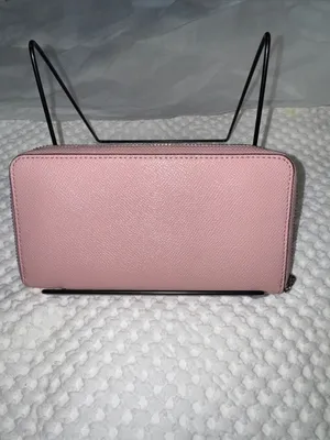 Coach Saffiano-Style Pink Zip Wallet with Front Card Pocket thumbnail 3