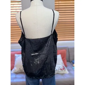 Habitual Black Metallic Shimmer V-Neck Camisole Top XL Adjustable HFA00853T thumbnail 2