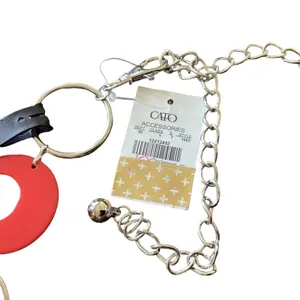 Cato Silver & Red Circle Chain Belt thumbnail 3