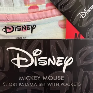 Disney Womens Short Pajama Set with Pockets Aqua in color thumbnail 3