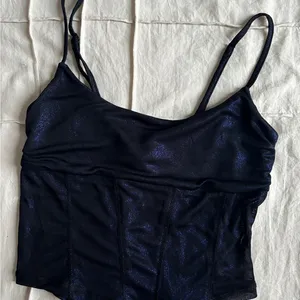 Urban Outfitters Black and Blue Shimmer Cropped Corset style cami thumbnail 1