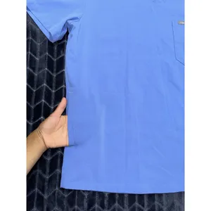 FIGS Women's Catarina V Neck Pocket Scrub Top Blue Short Sleeves Sz M thumbnail 4