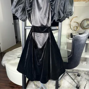 Bardot Marina Velvet Backless Mini Dress Black Womens 6 Medium Sheer Sleeves New thumbnail 15