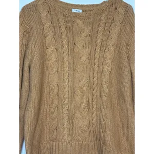 amber-brown L.L.Bean cable-knit crewneck sweater XL thumbnail 2