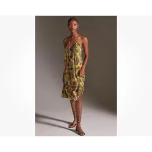 Anthropologie Kenzie Parrott green butterfly nature midi dress small vacation‎ thumbnail 3