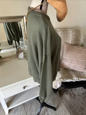 J. Crew olive green drop shoulder, cotton, classic crewneck sweater XL thumbnail 7