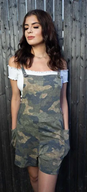 7th Ray Camouflage Overall Romper in Green - Small, NWT, Pockets, Sleeveless thumbnail 2