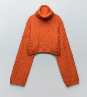 ZARA knitted turtleneck sweter top cardigan thumbnail 1