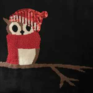 Catherines Size 2X Black - Owl Sequin Christmas Crewneck Sweater Top thumbnail 4