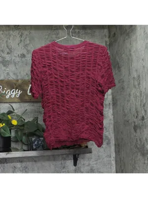 NWT DKNY Womens Lightweight Textured Top P52SAW83 Beet Red M thumbnail 6