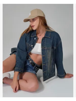 NEW Denim Jacket Oversized Button Long Sleeve Washed Jean Trucker Jacket L thumbnail 9