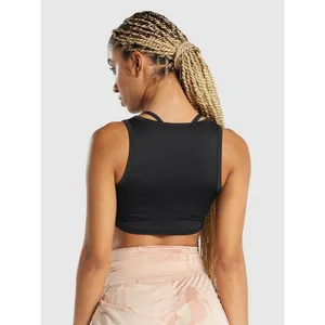 Gymshark Size M GS Power Crop Tank Top Black thumbnail 2