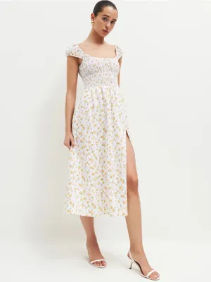 REFORMATION Linen Tavi Dress in floral Adagio Size S - $248. thumbnail 2