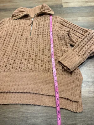 aerie Camel Cable-Knit Half-Zip Turtleneck Sweater thumbnail 8