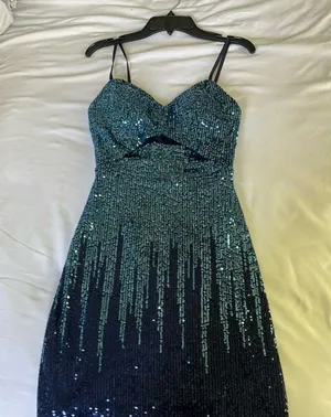 Dillard's Blue Homecoming Dress thumbnail 1