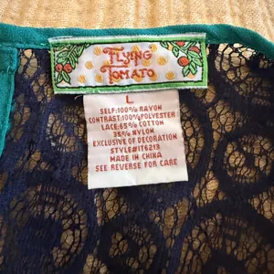 Flying Tomato NWOT Unique Embroidered Camel, Green and Navy Women's Blouse thumbnail 5