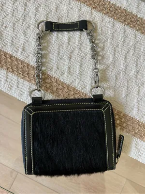Nannini Black Furry Mini Bag Leather Wallet thumbnail 2