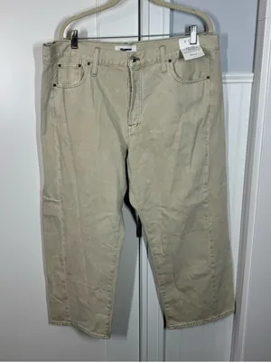 Madewell Short Pieced Barrel-Leg Jeans Faded Khaki‎ Rigid size 33 Short NWT READ thumbnail 2