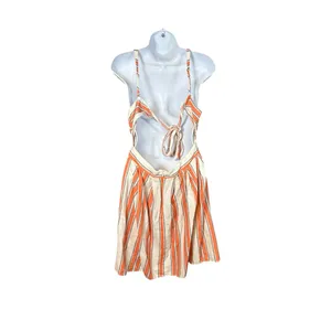 Jealous Tomato Women's Orange & White Halter Neck Sleeveless MIDI Dress Size L thumbnail 2