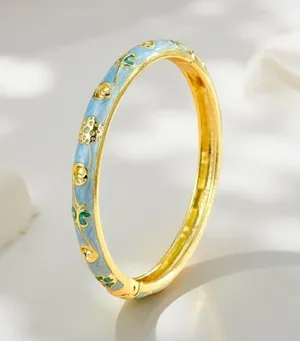 Blue Butterfly & Floral Theme Enamel Hollow Out Cloisonne Bangle thumbnail 3