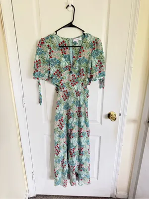 Intermix Ness Silk Floral Cutout midi Dress thumbnail 5