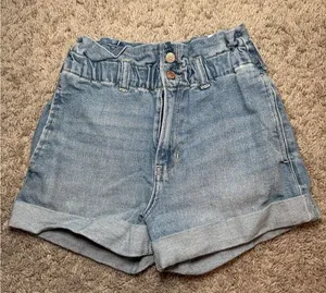 Hollister Ultra High Rise Denim Blue Women's Mom Shorts thumbnail 1