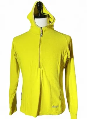 Sherpa Women's Yellow Fleece Hooded Pullover Zip Up Adventure Gear‎ M Baselayer thumbnail 1