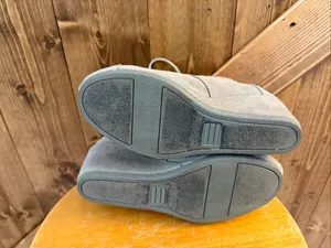 TOMS Women’s 6.5 Gray Suede Wedge Ankle Booties Lace Up Embroidered thumbnail 7