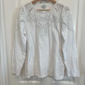 Sundance eyelet long sleeve cotton top thumbnail 2