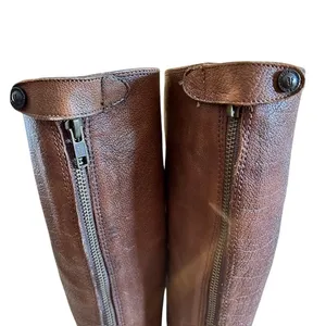 Frye Melissa Button Back Zipper Brown Leather Riding Boots, size 6 thumbnail 6