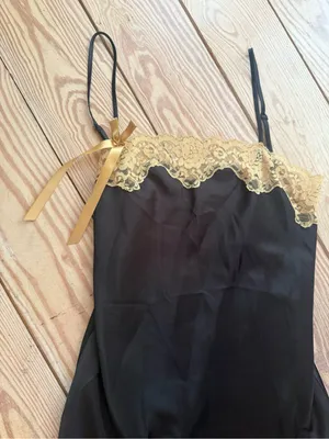 Victoria's Secret Black Satin Lace Slip Dress size xs/s no size tag thumbnail 2