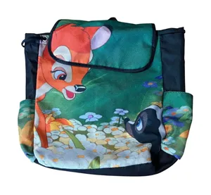 Disney Loungefly Bambi Drawstring Canvas Backpack Flower Green Black thumbnail 1
