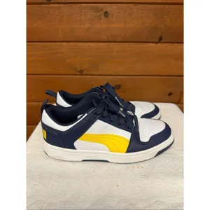 Puma Womans Rebound LayUp Lo sneakers Sz 6 Navy/Yellow/White thumbnail 2