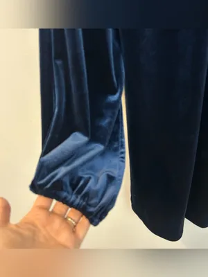 Free People Blue Velvet V-neck Long Balloon Sleeve Shift A-line Mini Dress Small thumbnail 8