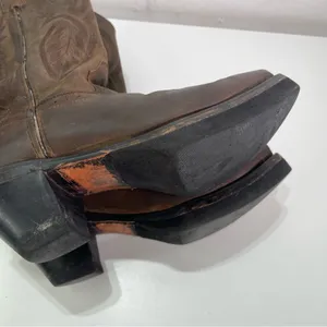 Road Wolf Women 6.5M Brown Leather Cowgirl Boots Festival 2.5' Heel Southwestern thumbnail 6