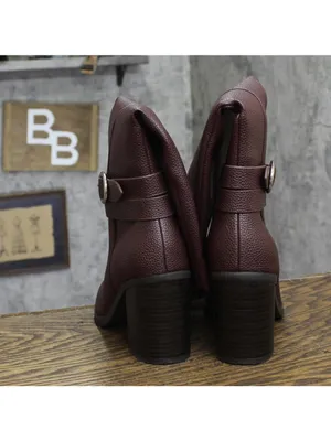 A New Day Rhonda Under-Knee Block Heel Boots 94637582 Burgundy Red 7M thumbnail 5