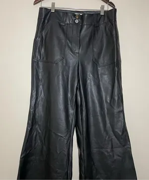 Anthropologie The Naomi Wide Leg Flare Pants Faux Leather thumbnail 5