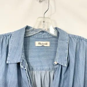 Madewell Large Chambray Top Button Down Shirt Light Blue Cotton Denim 1463 thumbnail 7