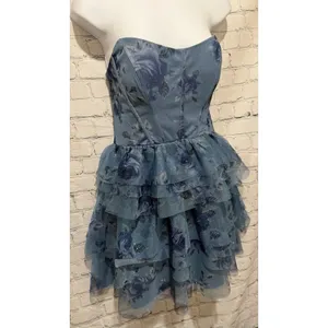 SENI & CADE Women's Fit & Flare blue Floral Corset Dress Size Medium thumbnail 5
